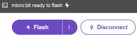 screenshot of the bottom of the micro:bit Python editor, showing Flash and Disconnect buttons